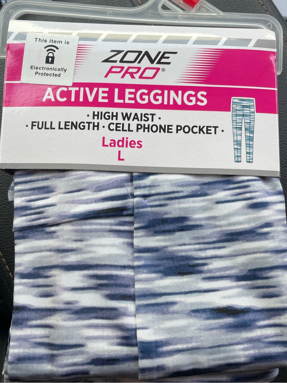 Zone Pro Ladies Active Leggings - Blue & White Pattern